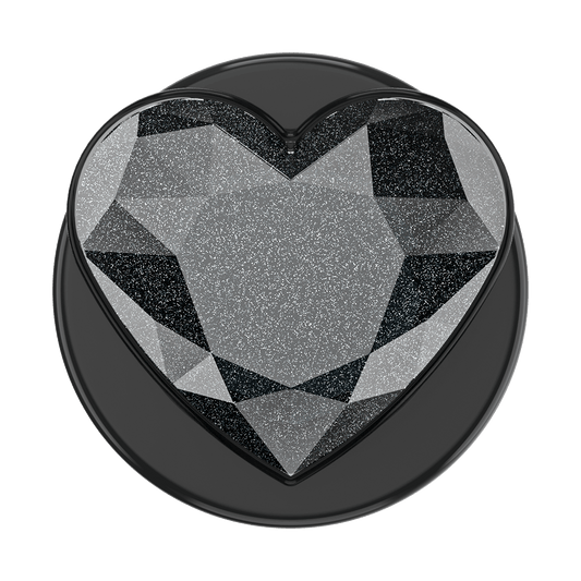Crystal Heart Black Glitter — MagSafe PopGrip - US 24053