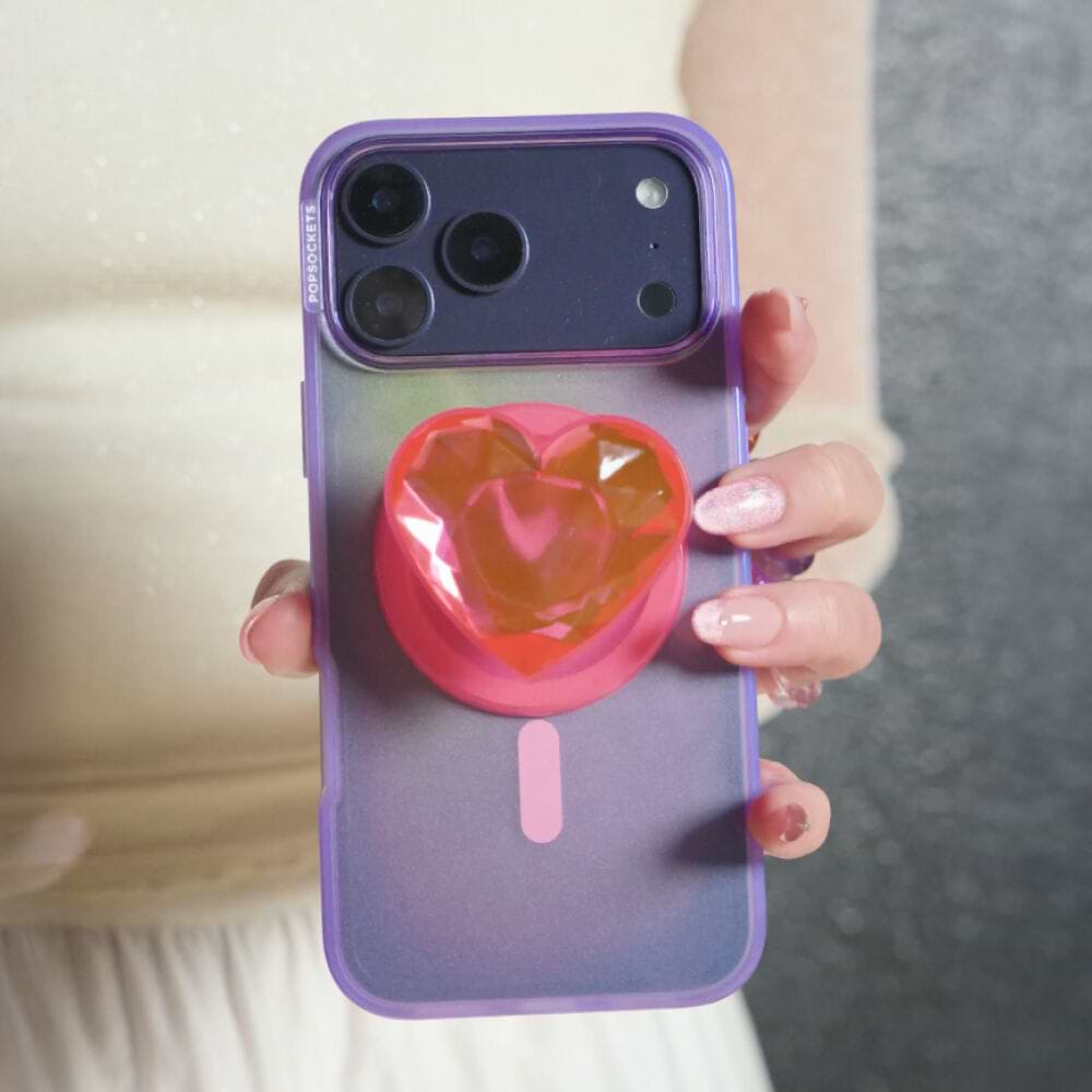 Crystal Heart Neon Pink —  MagSafe PopGrip - US 22391