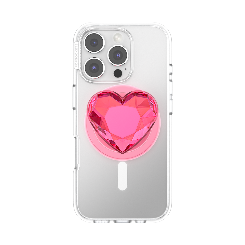 Crystal Heart Neon Pink —  MagSafe PopGrip - US 24634