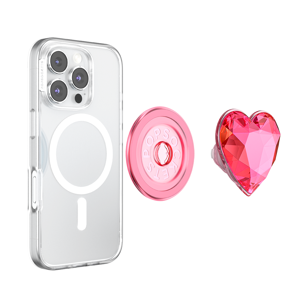Crystal Heart Neon Pink —  MagSafe PopGrip - US 77726
