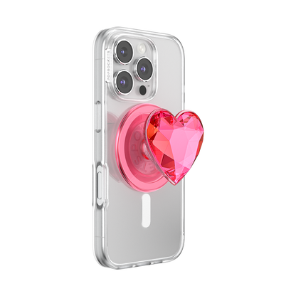 Crystal Heart Neon Pink —  MagSafe PopGrip - US 77726