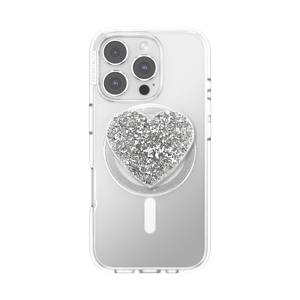 Confetti Heart Silver Sizzle — MagSafe PopGrip - US 94298