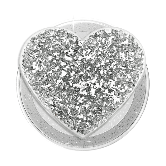 Confetti Heart Silver Sizzle — MagSafe PopGrip - US 72290