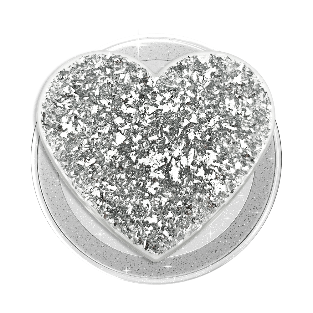 Confetti Heart Silver Sizzle — MagSafe PopGrip - US 55053