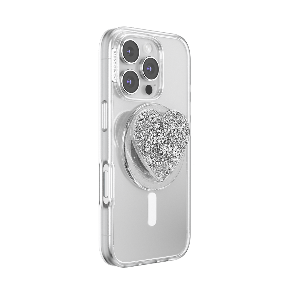 Confetti Heart Silver Sizzle — MagSafe PopGrip - US 55053