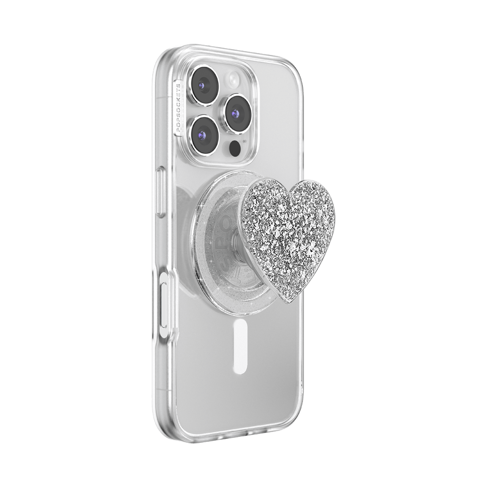Confetti Heart Silver Sizzle — MagSafe PopGrip - US 94298
